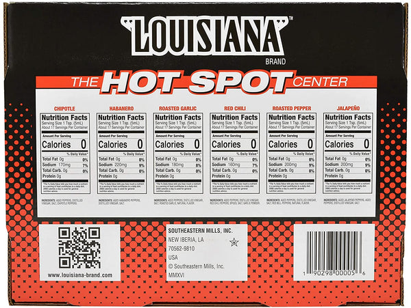 Louisiana Hot Sauce Gift Box 6 Flavor Variety 1 - 3 Ounce Bottle of each with By The Cup Swivel Spoons
