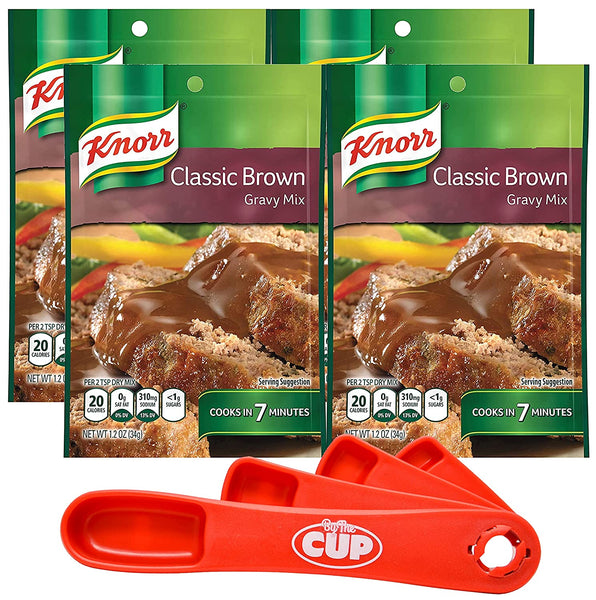 Knorr Classic Brown Gravy, 1.2 oz (Pack 4) with By The Cup Swivel Spoon