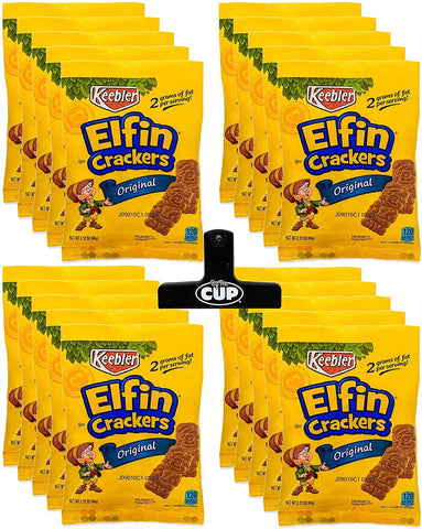 Keebler - Elfin Cookie Crackers, 2.12 Ounce (Pack of 20) - with Exclusive By The Cup Bag Clip