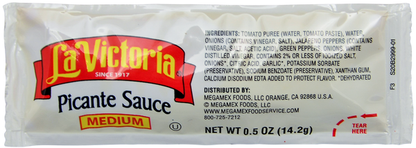 La Victoria, Picante Sauce, Medium, .5 Oz Pouches, 50 Packets